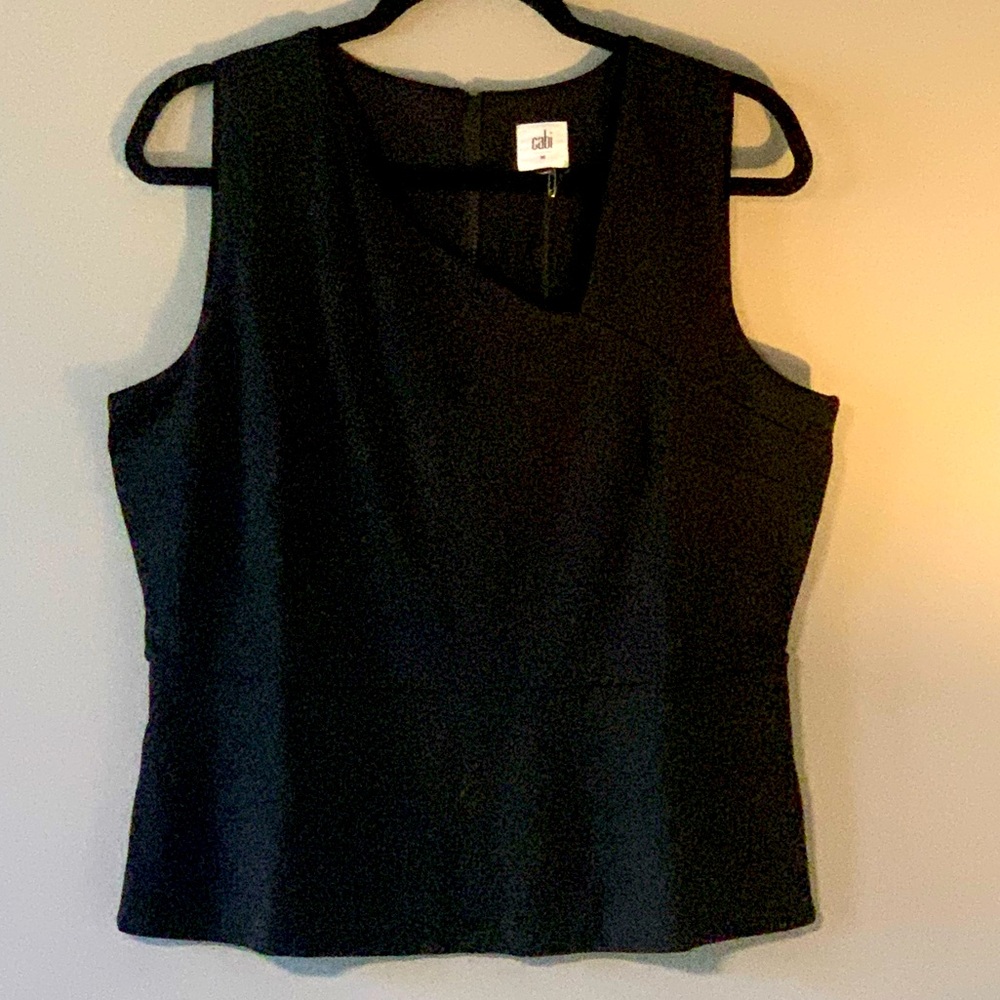 ☀️SALE☀️Black sleeveless, assymetrical neckline top. Detailed waist seam. Lined.